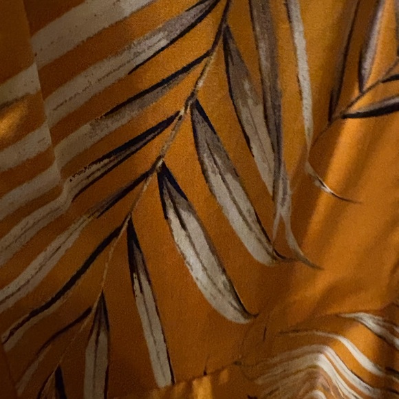 White House Black Market Mustard Palm Print Midi Dress - Picture 4 of 7